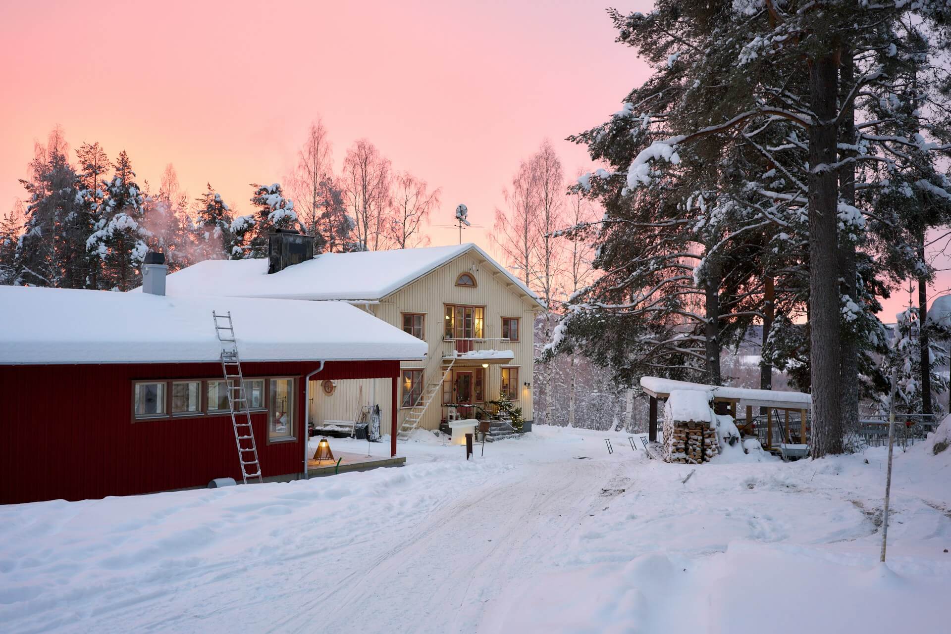 Haus im Schnee.